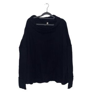 Free People Cozy Minimalist 100% Cotton Waffle Knit Open Back Top Black M NWT